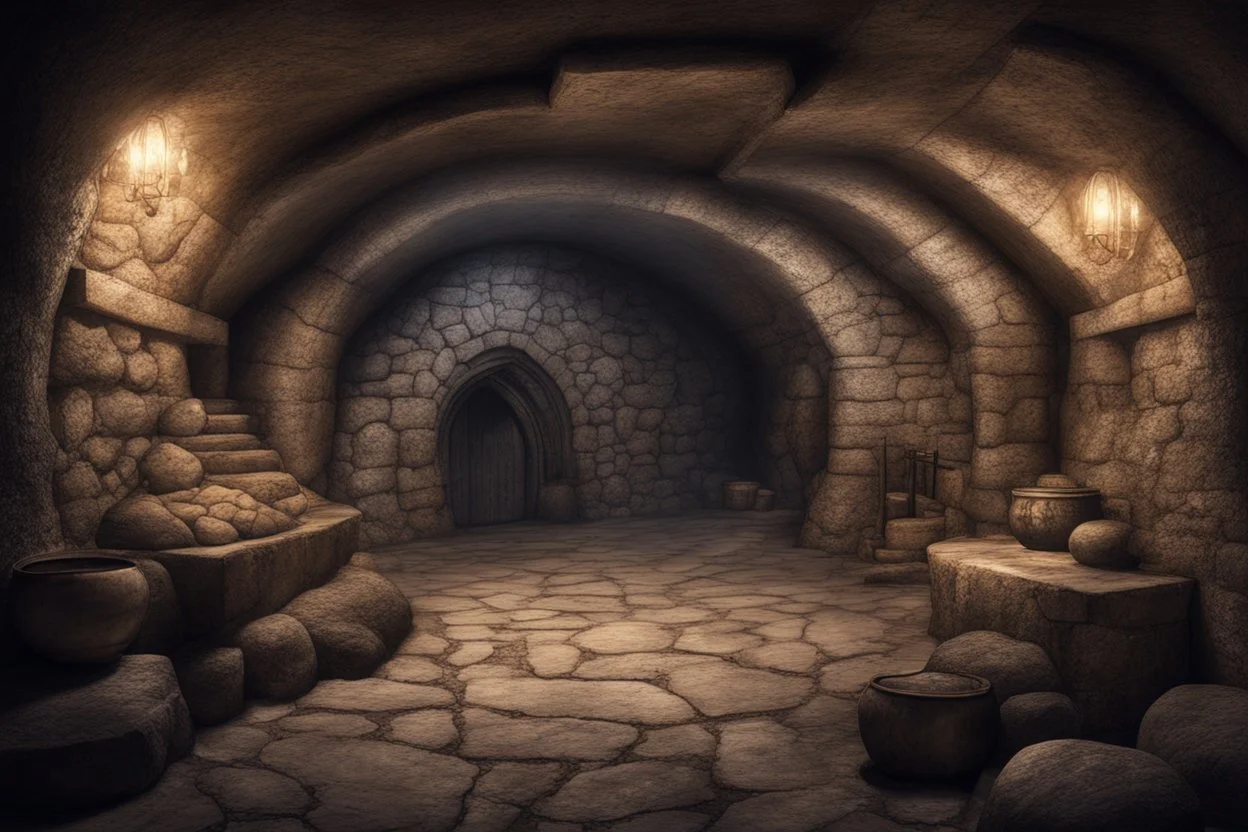 fantasy medieval underground cellar