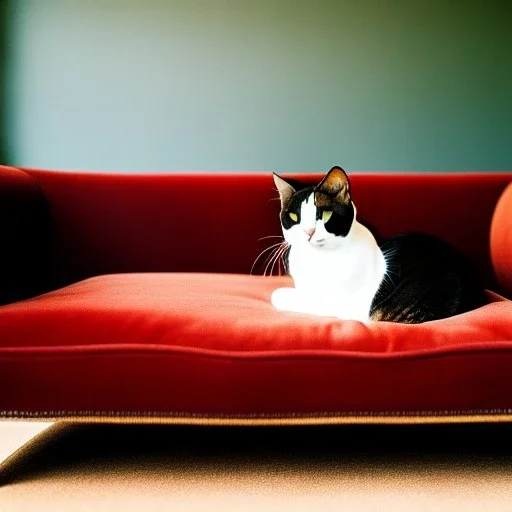 portrait of a Cat in a couch, by Leonardo da Vinci, no frame, no signature,cinematic composition,perfect composition, intrincate detail, fit full body inside picture,8k