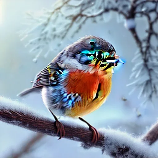 portrait of a cute robin bird wearing a winter coat, winter, 8k resolution, high-quality, fine-detail, intricate, digital art, detailed matte, volumetric lighting, illustration, disney