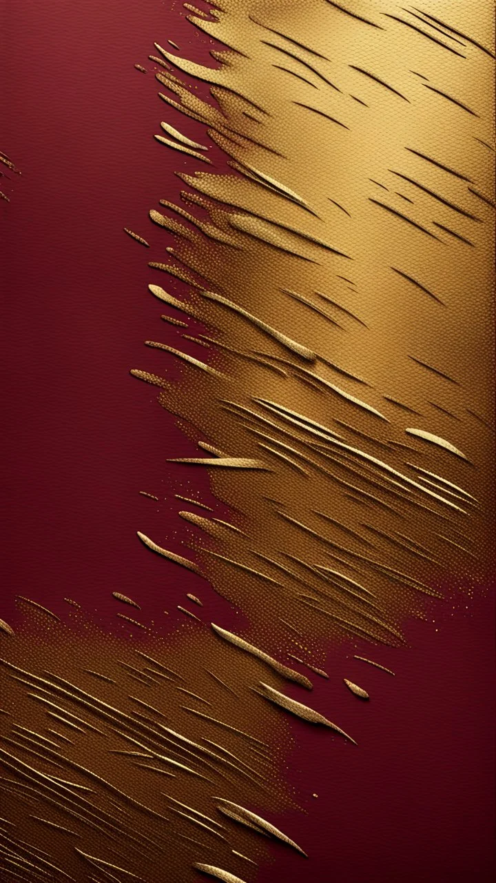 Hyper Realistic Grainy Grungy Metallic-Brush-Strokes-Patterned-Golden Texture on Maroon Background