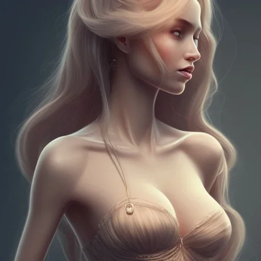 A lovely woman, skinny body, long hair, curvy, detailed clothing, concept art