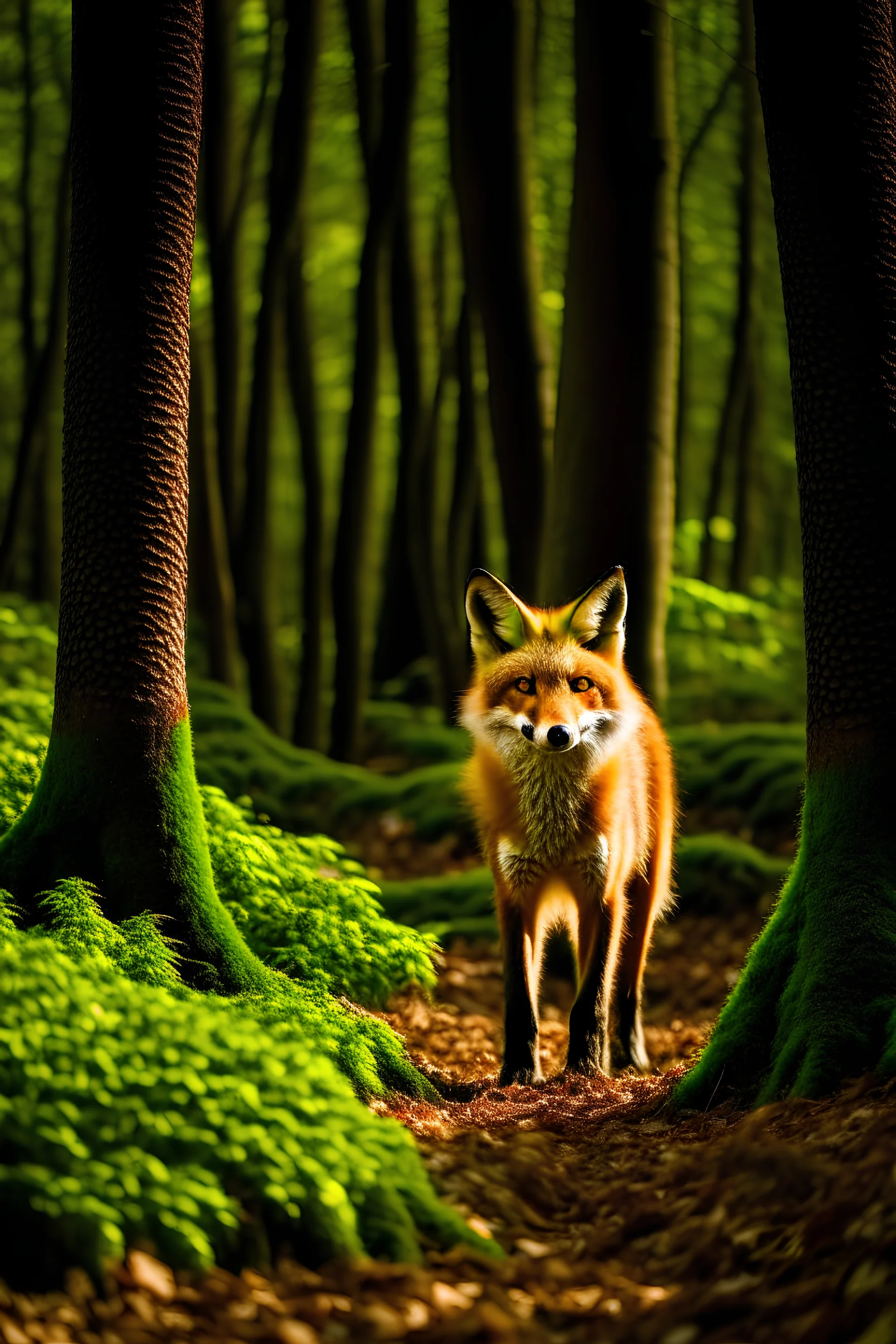 A fox in the woods.