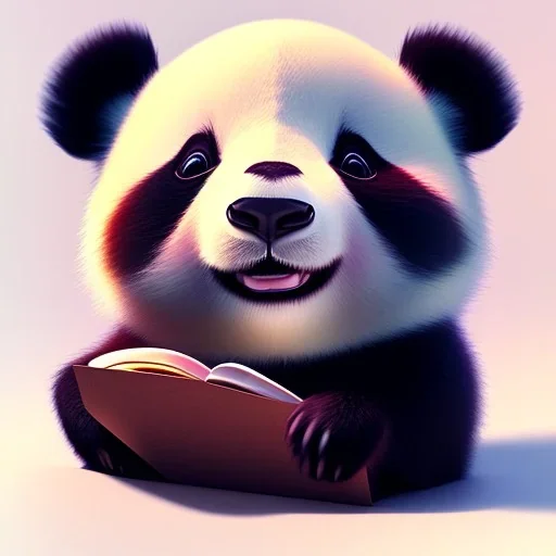 cute baby panda, by pixar