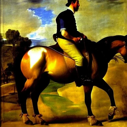 portrait of a horse riding by Diego Velázquez style