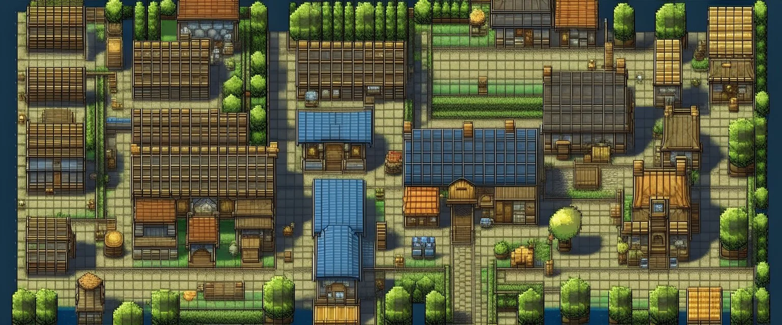 bird eye rpg maker 2d town map