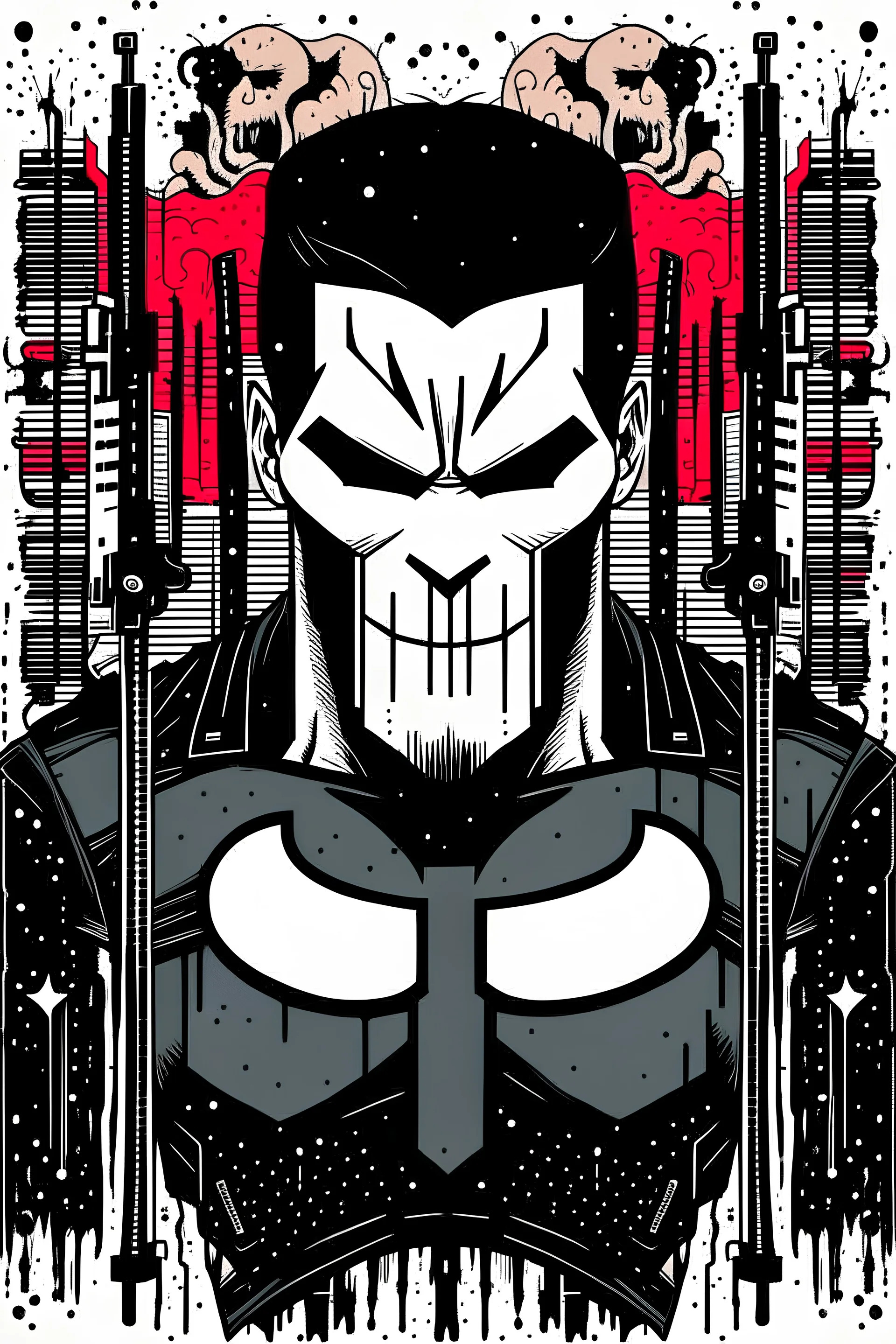 punisher sku;; in the style of Hiroshi Nagai