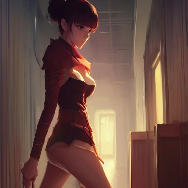 by wlop, ilya kuvshinov, krenz cushart, greg rutkowski, pixiv, sarah j. maas book cover style magician at the end of a corridor, smooth, sharp focus, d & d style, artstation, 4 k, hdr