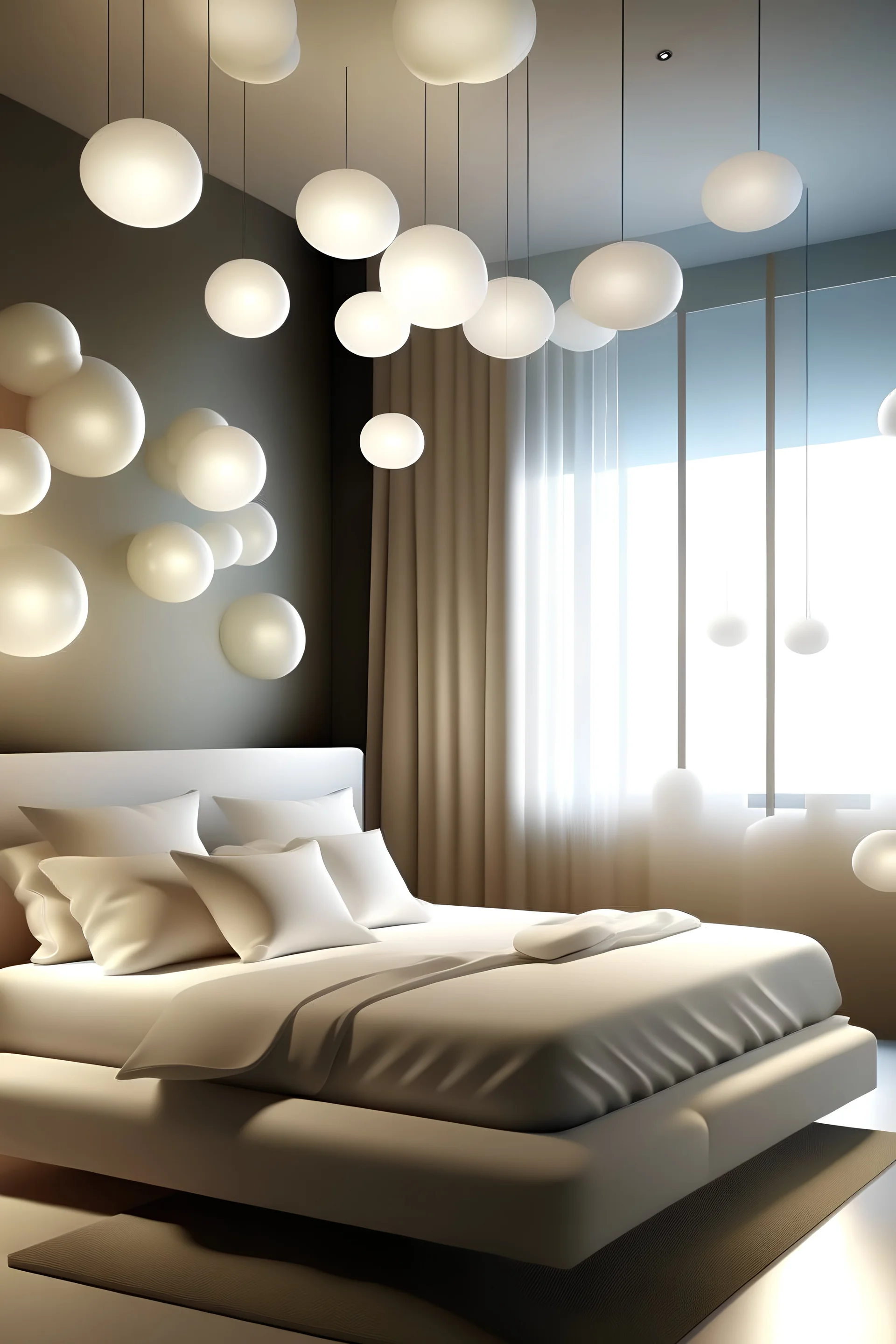 generate hotel, which concept is "sweet dreams". everything is in light colours, there are clouds, much pillows and everything for good sleeping