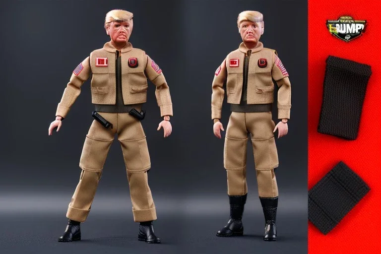 G.I. Joe toy doll nylon Donald Trump, gun,boots, red beret