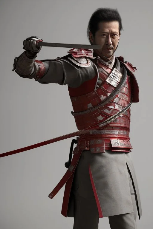 samurai red sword 3d render photo, cinematic