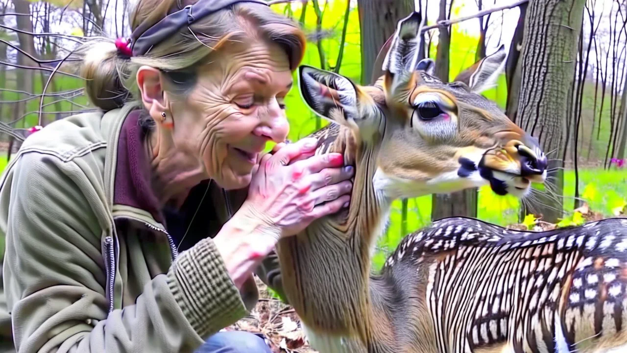 hysterical lady tries to revive deer using CPR or Mouth to Mouth