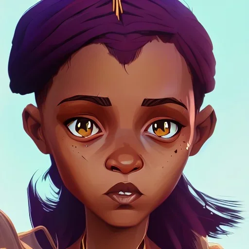 Portrait of a magical african witch little girl with brown hair