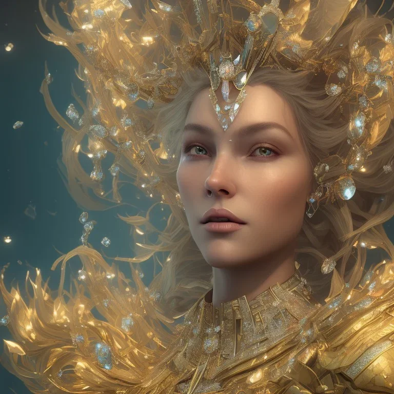 A portrait of a crystalised queen, atmospheric, realistic, unreal engine, cinematic lighting, octane render.