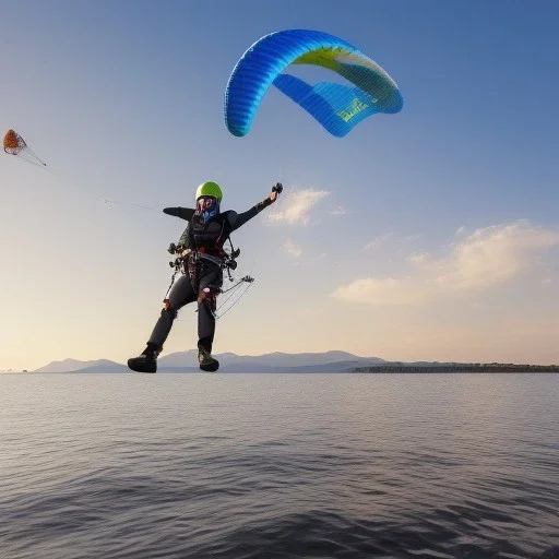 blonde paranoid fascist dog paragliding by the lake