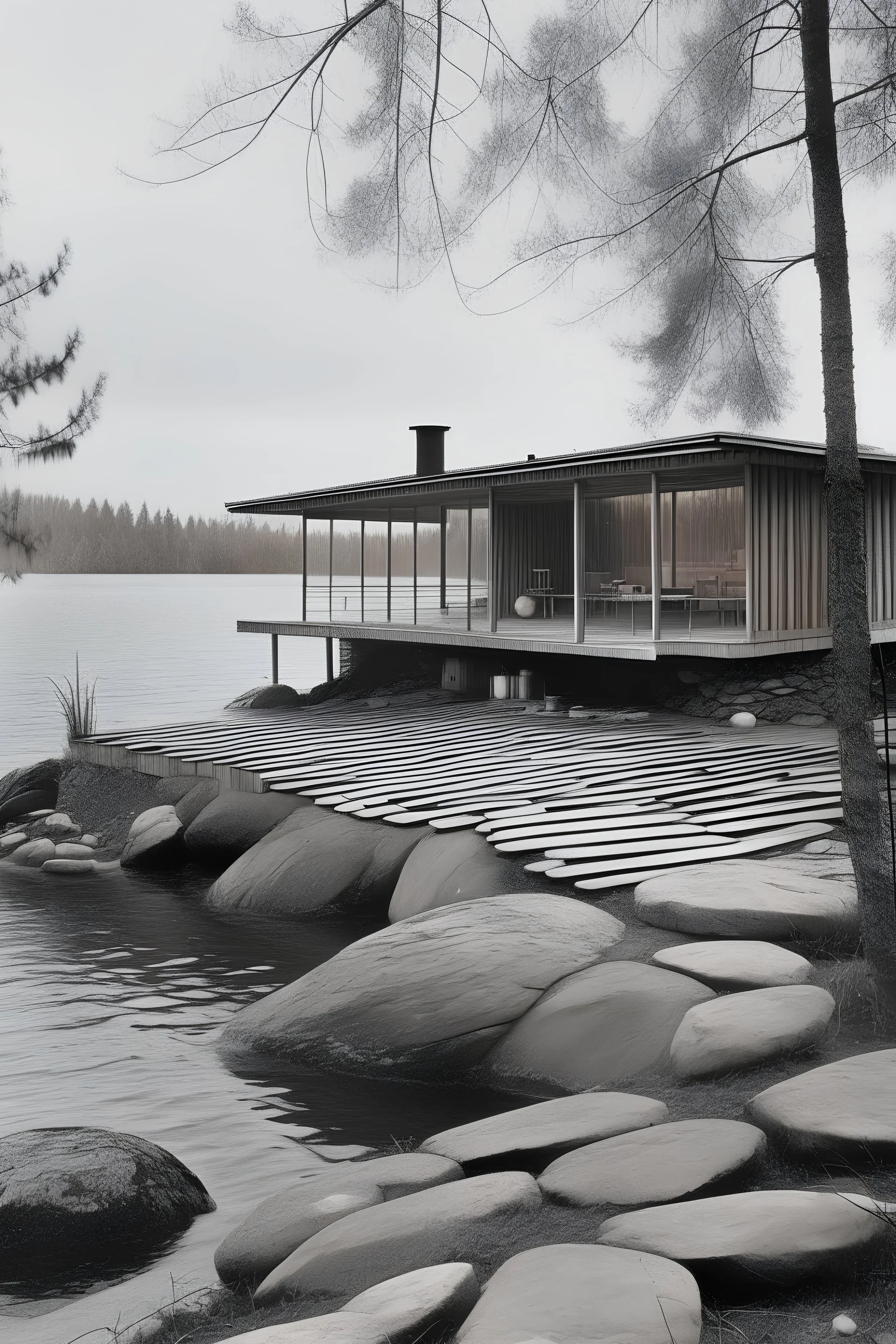 haus am see aus holz alvar aalto vorvergrautes holz