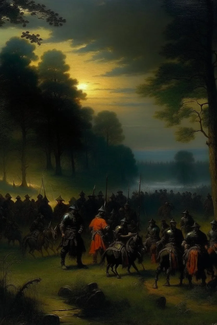 Black shadow warriors painted by George Inness