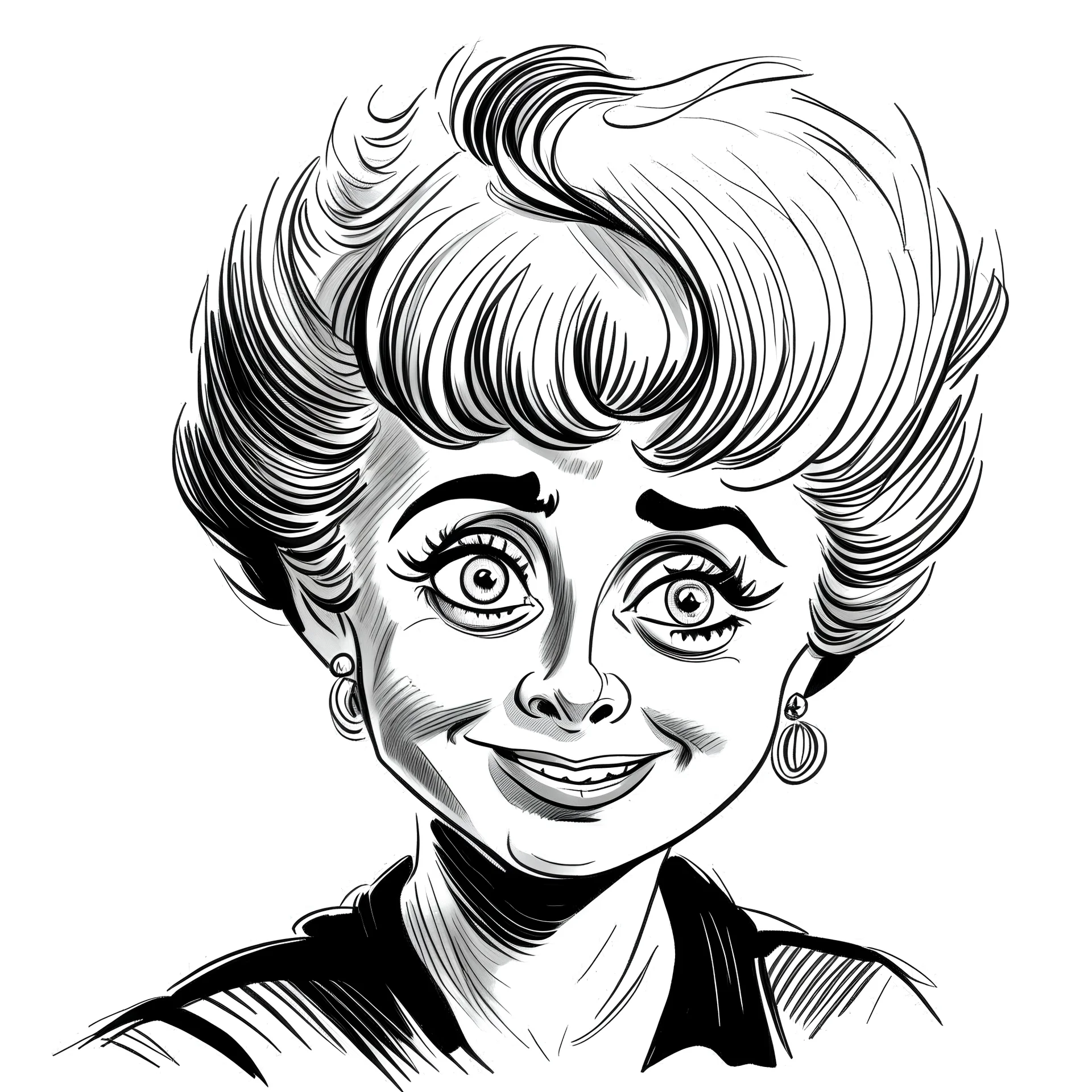 cartoon of young barbara windsor from eastenders black and white