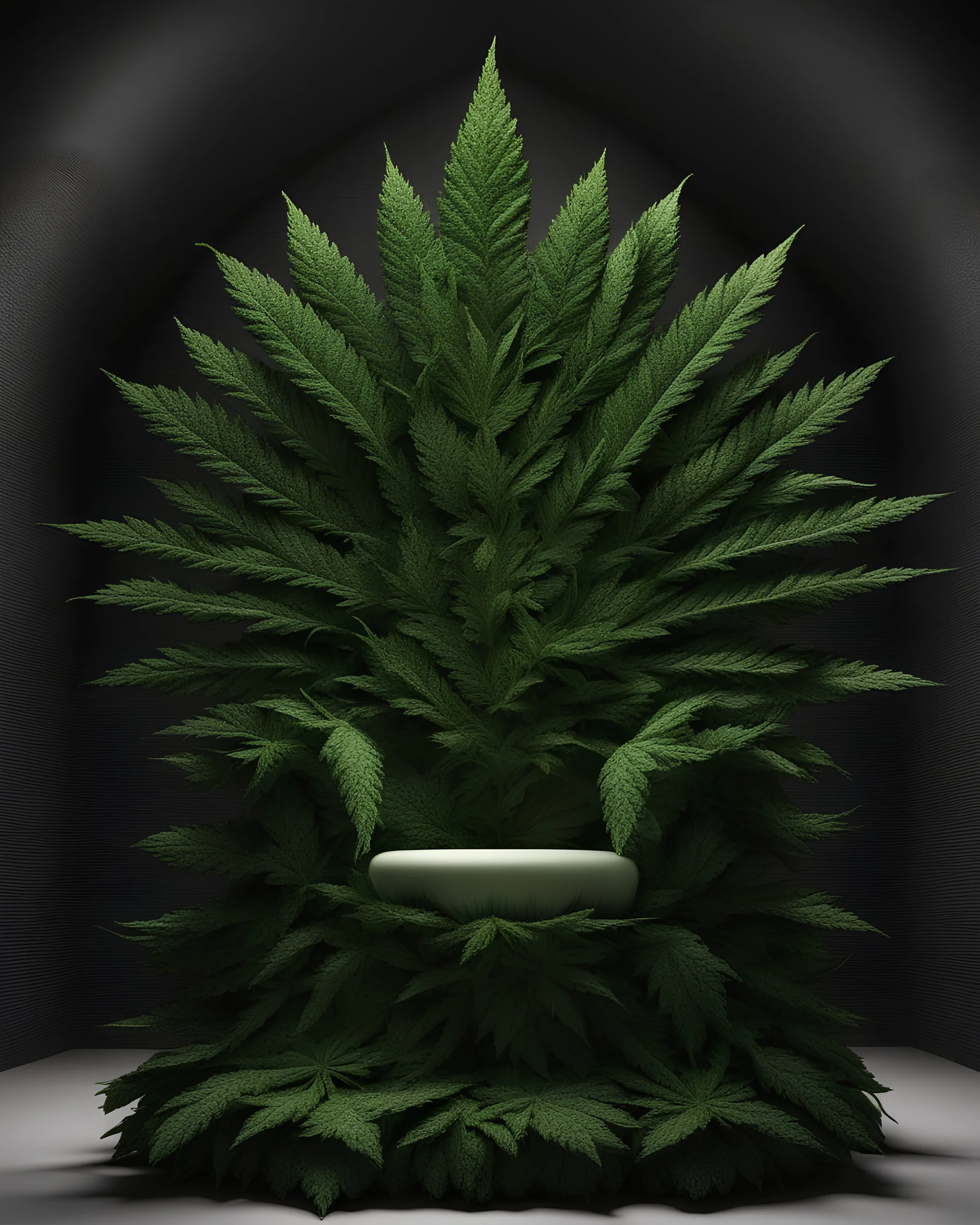 3d throne made out of cannabis leaves only , HYPER DETAILED.