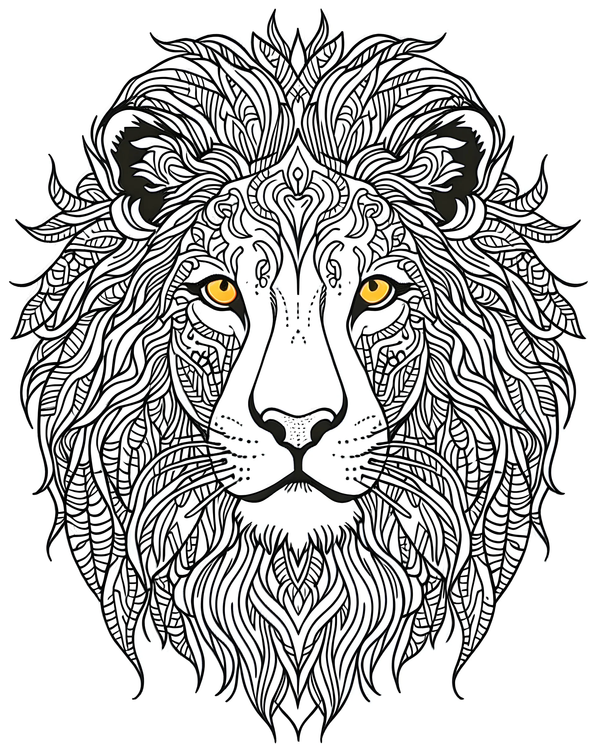 b/w outline art for adults coloring book page lion, coloring pages, lion, full white, adults style, white background, whole body, Sketch style, full body ((((white background), only use utline. cartoon style, line art, coloring book, clean line art, Sketch style, line-arto
