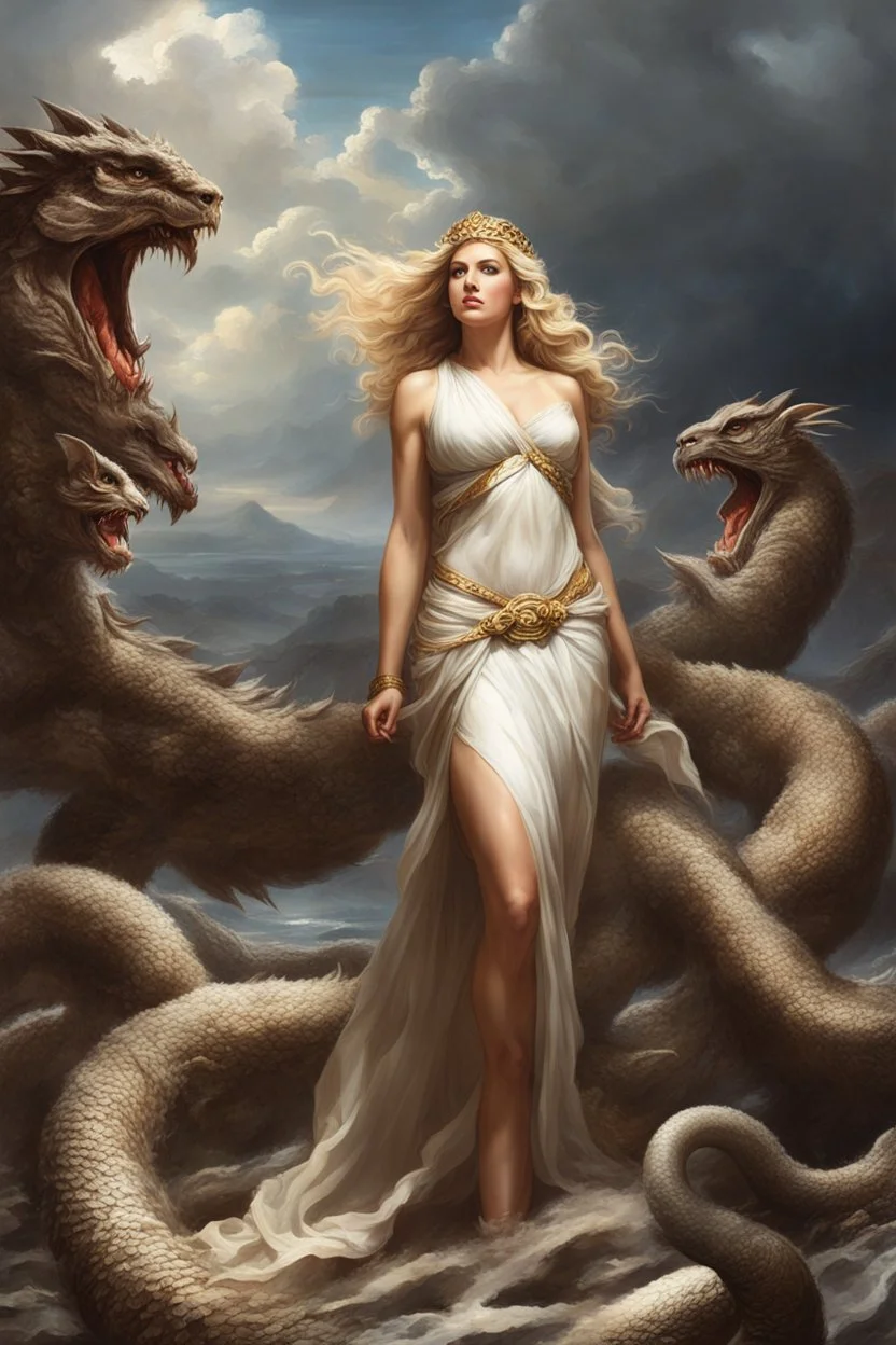 Aphrodite stood tall ready to face this monstrous adversary. The moment of truth had arrived, and the fate of his Twelve Labors rested upon his shoulders. With a resolute gaze, she raised his club, his muscles coiled like tightly wound springs. The battle was about to commence, and Aphrodite was prepared to confront the Hydra head-on, regardless of the outcome.