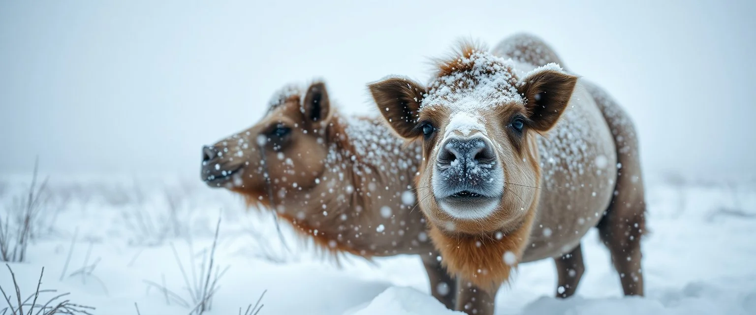 camel pig in snow storm