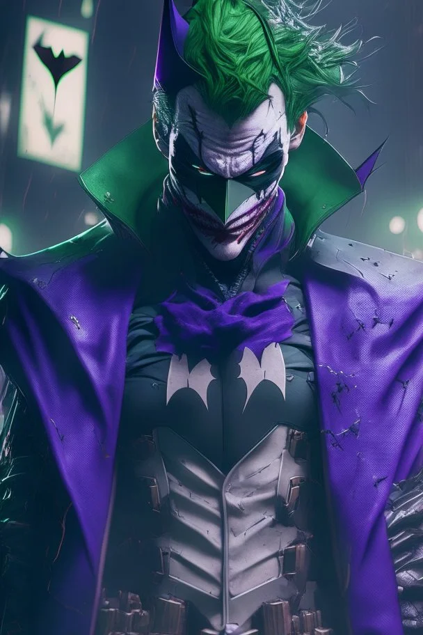 the joker in a full ninja suit, anime style, depth of field, nvidia graphics, lightrays, trending art