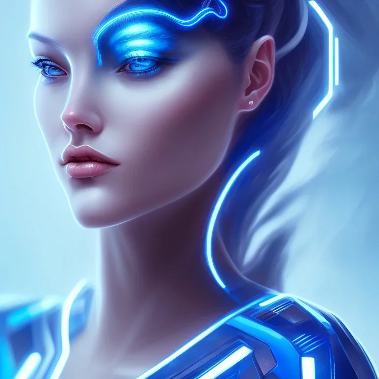 cyberblue, head, woman, portrai, tron