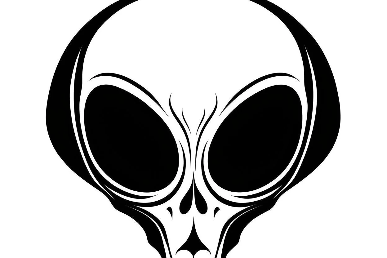 alien head clip art stencil black on white