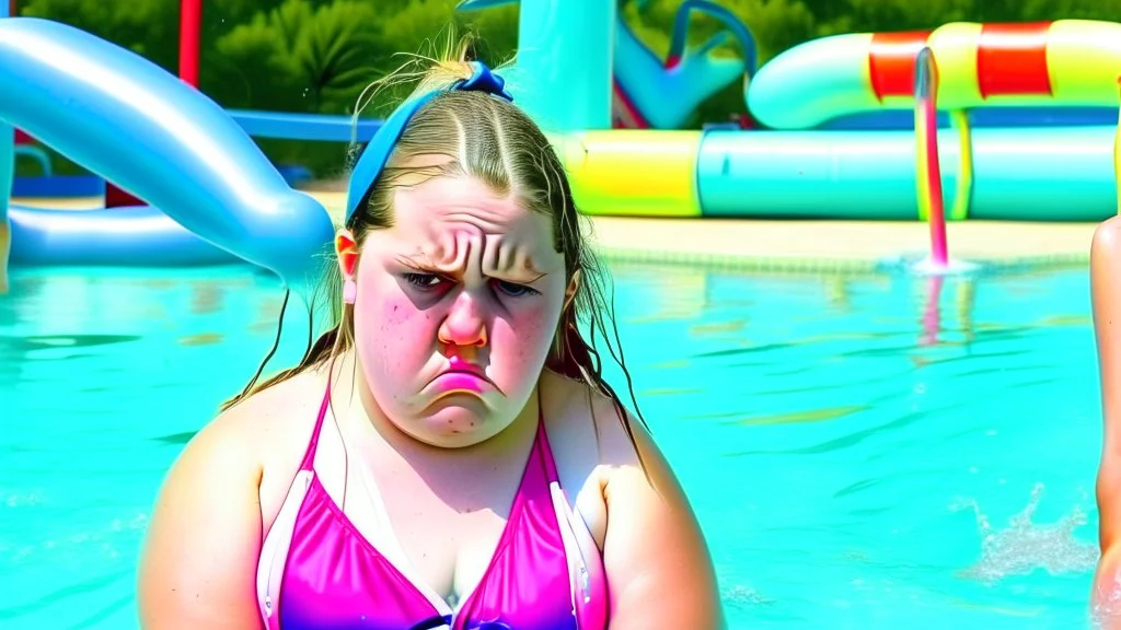 lady pouting at a water park