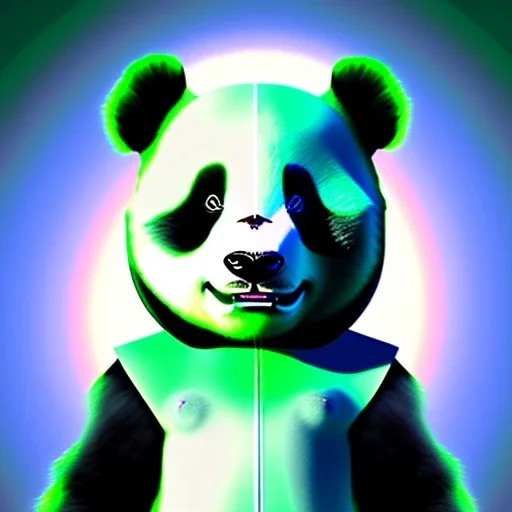 A male humanoid/furry panda with mint fur color that can use ice rainbow superpowers in digital style