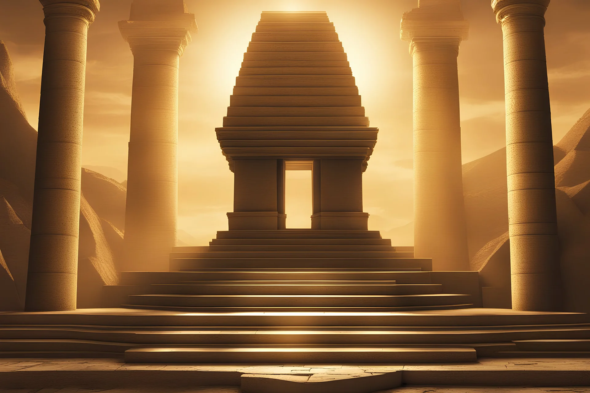 empty pedestal with spotlight in an ancient pyramid fantasy art