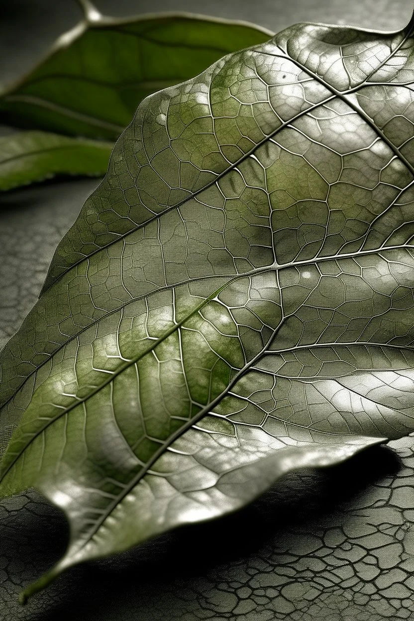 Organic leaf became metallic, silver