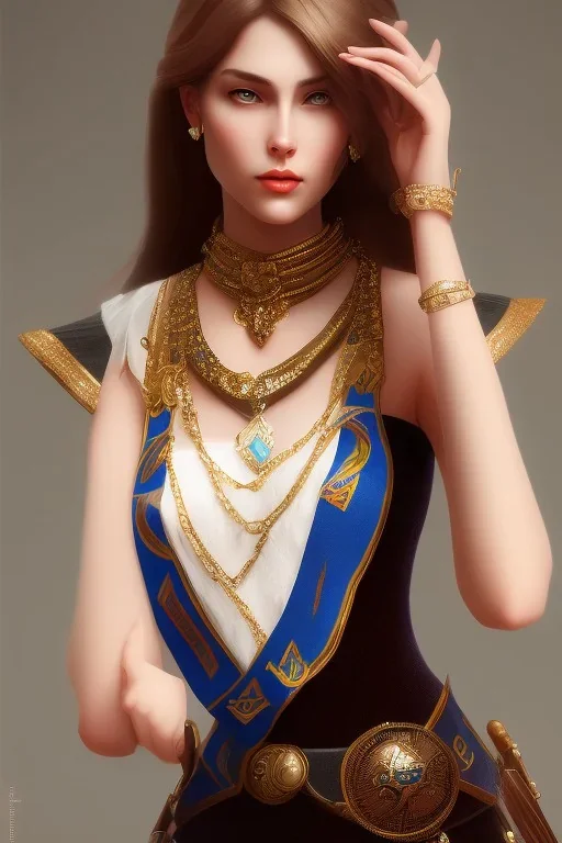 Portrait lady, full body shot, full-color long shot AcademicArt