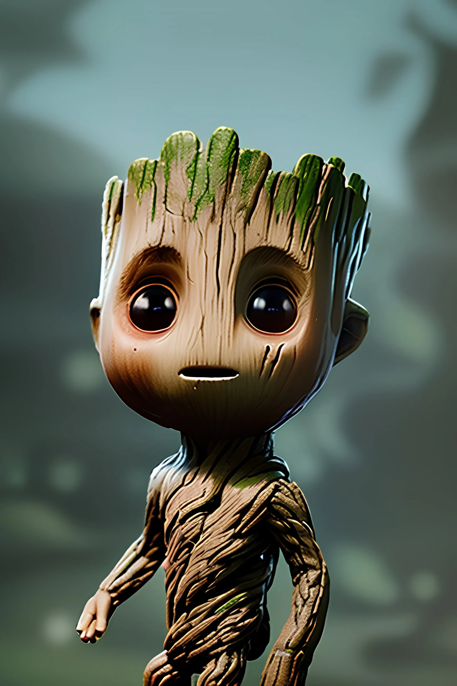 William Vaughan photorealistic photography, chibi astronaut on baby groot