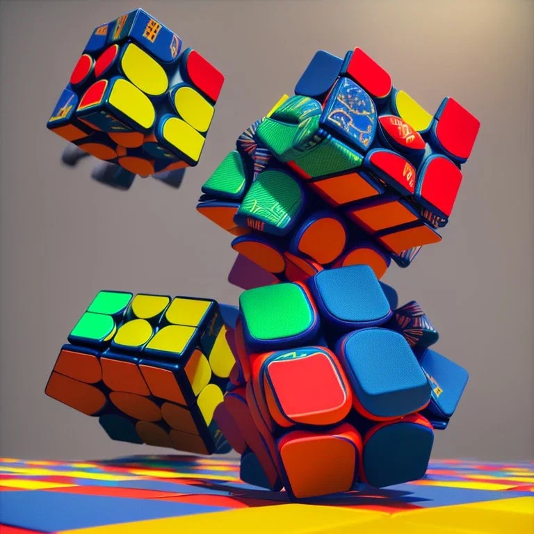 kente scene, thread, Rubik's cube, embroidery, octane render, high detail