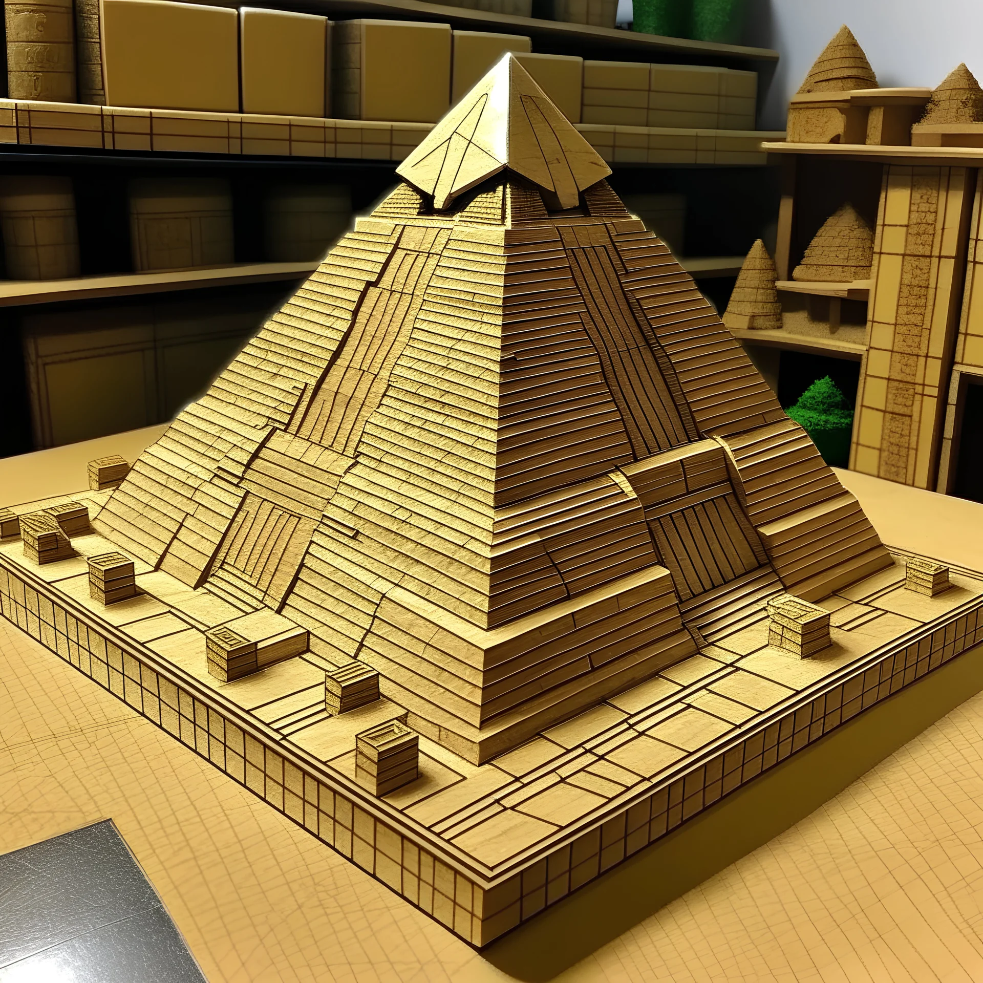 created a pyramid of Egypt with the detail from the top