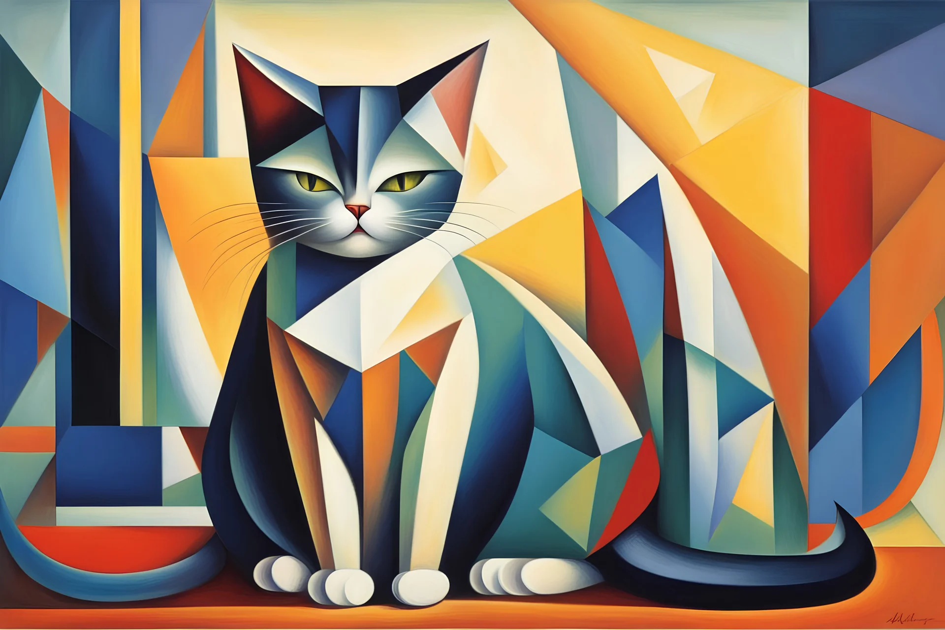 cute cat Weight:1 abstract cubism Euclidean Georgy Kurasov Albert Gleizes Weight:0.9 in sunshine