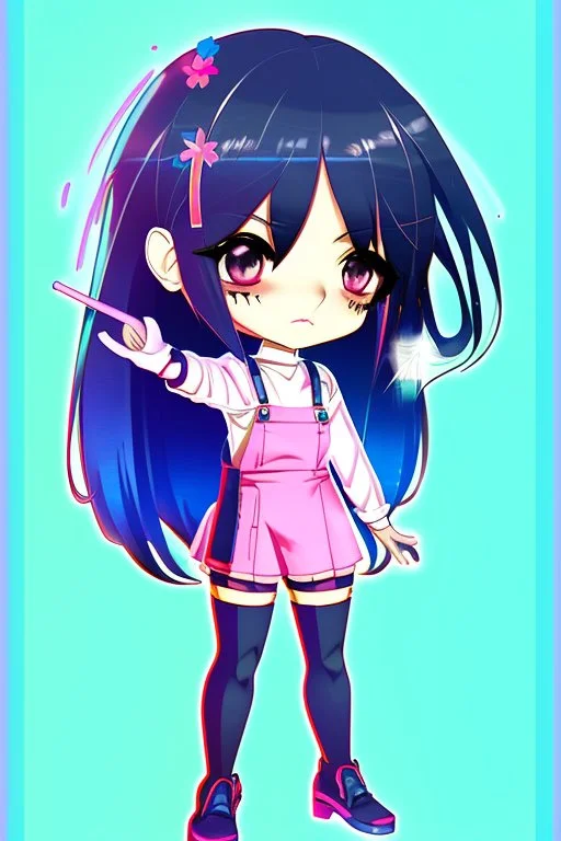 The overall style should be colorful, vibrant, and eye-catching, with a touch of anime and manga aesthetics. The character can be drawn in a chibi or SD style, or in a more detailed and realistic way, depending on the artist's preference and skill level. The composition should balance the girl and the sign, with enough negative space to highlight both elements.