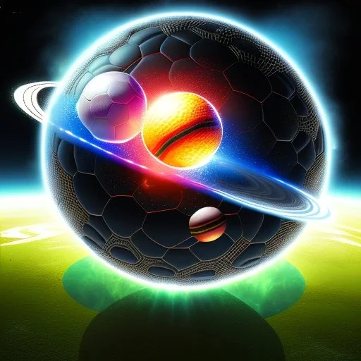 Soccer ball Outerspace black, earth orbit, Atomic volcano