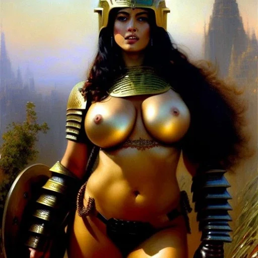 portrait ' Sexy Extra busty She-Hulk naked ',ancient metal armor and Helmet ,painting by gaston bussiere, greg rutkowski, yoji shinkawa, yoshitaka amano, tsutomu nihei, donato giancola, tim hildebrandt, oil on canvas, cinematic composition, extreme detail,fit full head inside picture,16k