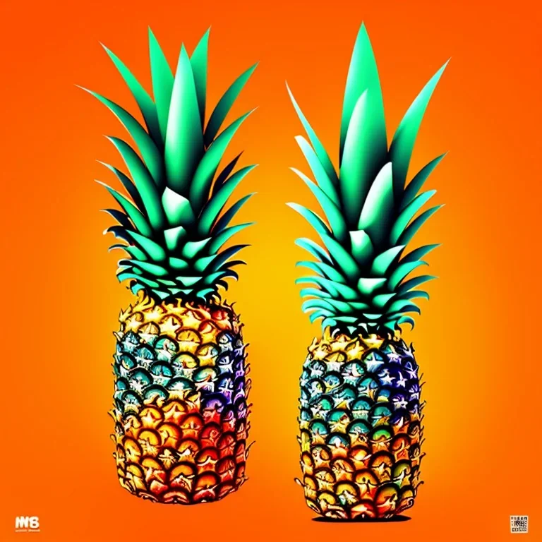 Vector pineapple, orange background