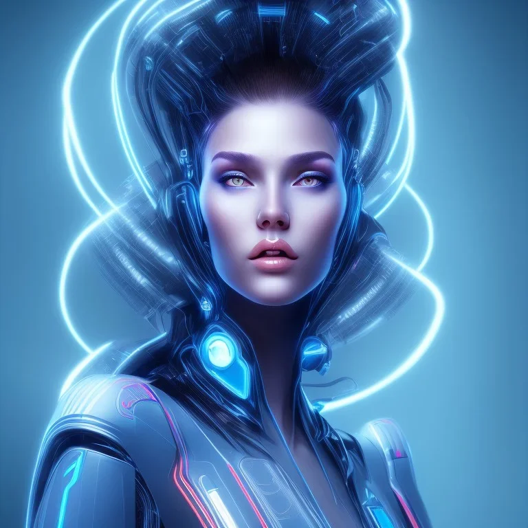 cyberblue, head, woman, portrai, tron