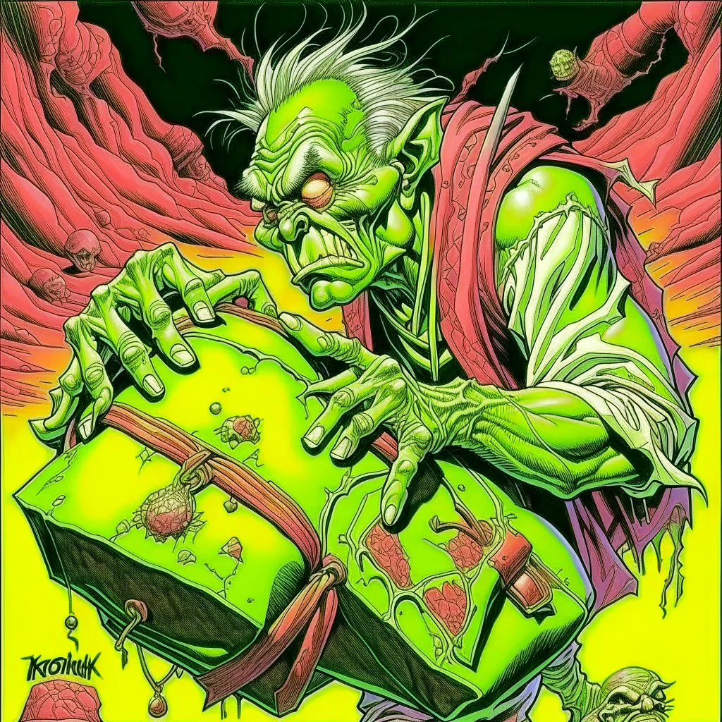 Beelzebub reaches into his bag of tricks, neo surrealism, by John romita Jr.