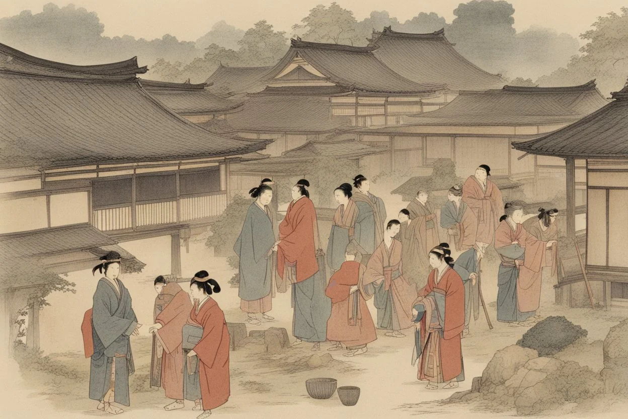 اشخاص وبيوت من اليابان القديمه