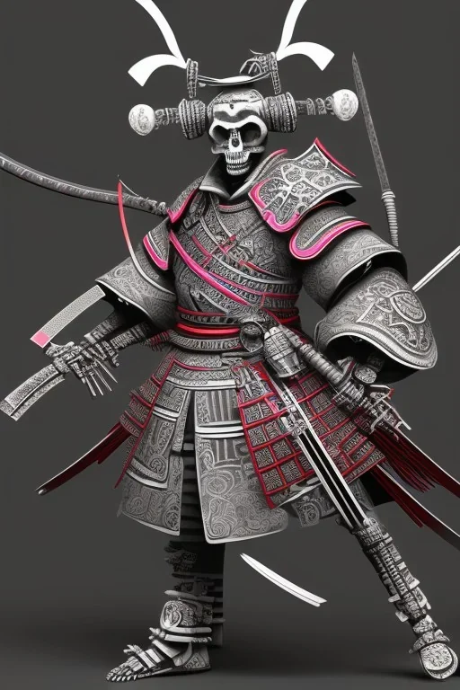 Neon skeleton samurai