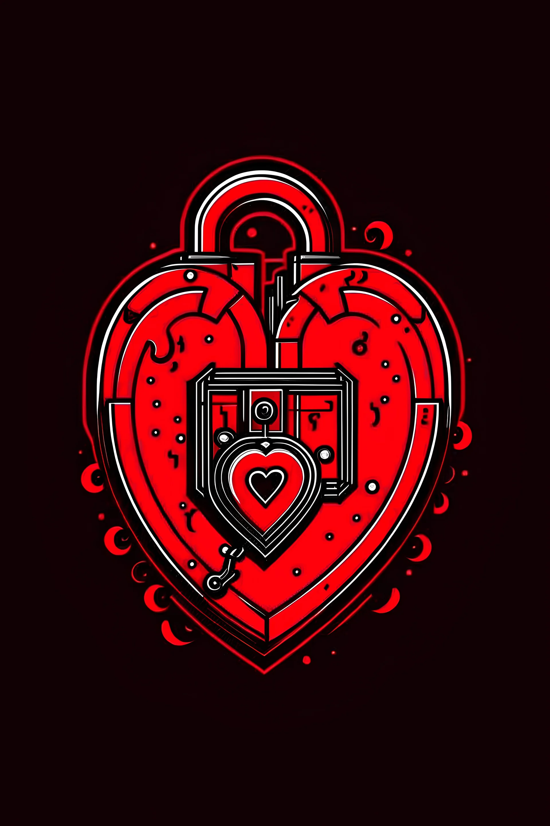 A romantic and passionate t-shirt design featuring a red half-heart sticker template with a lock. The design symbolizes a deep and unbreakable love connection, with the lock representing the bond between two souls. The vibrant red color adds intensity and passion to the design.