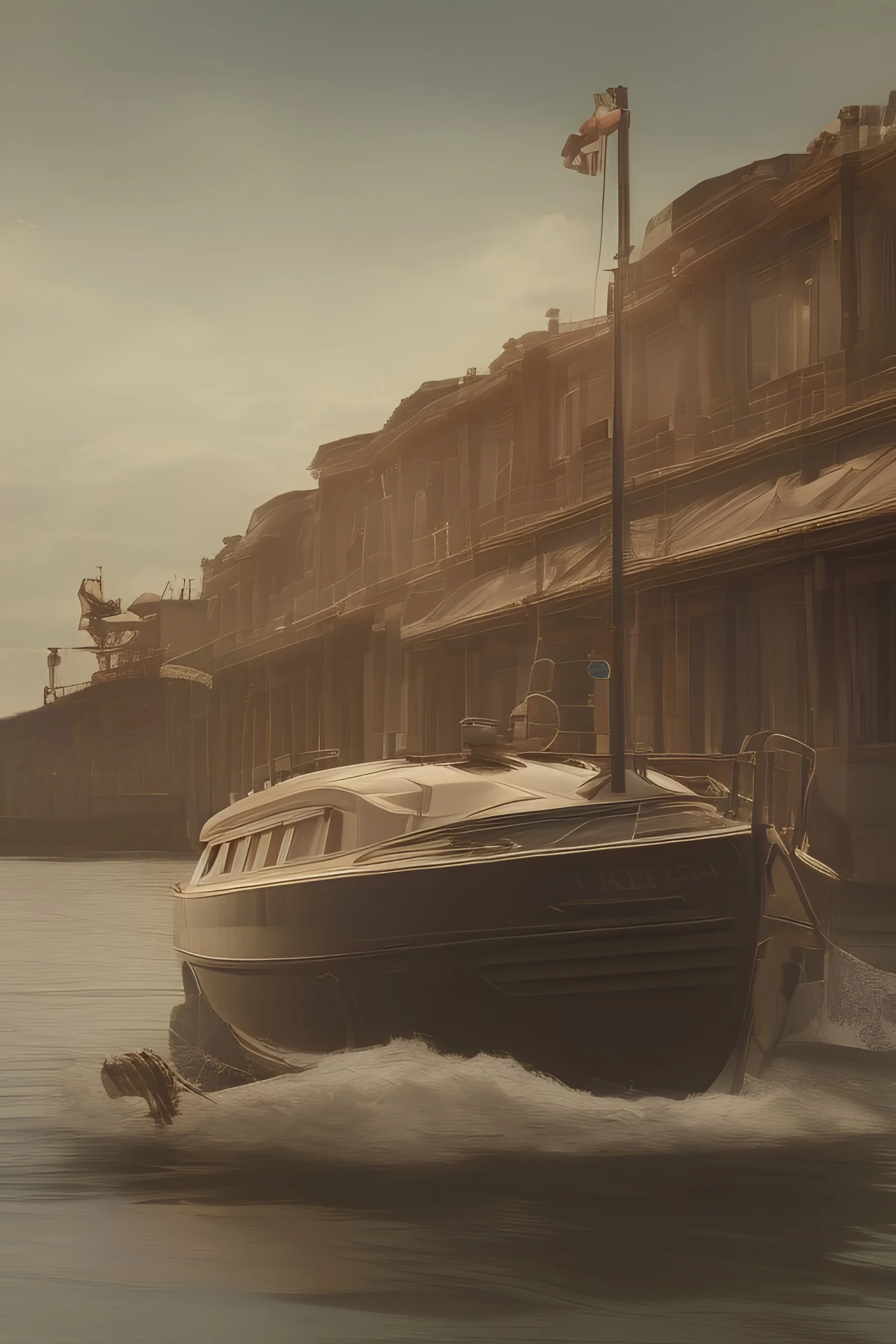 an art deco portait of a boat