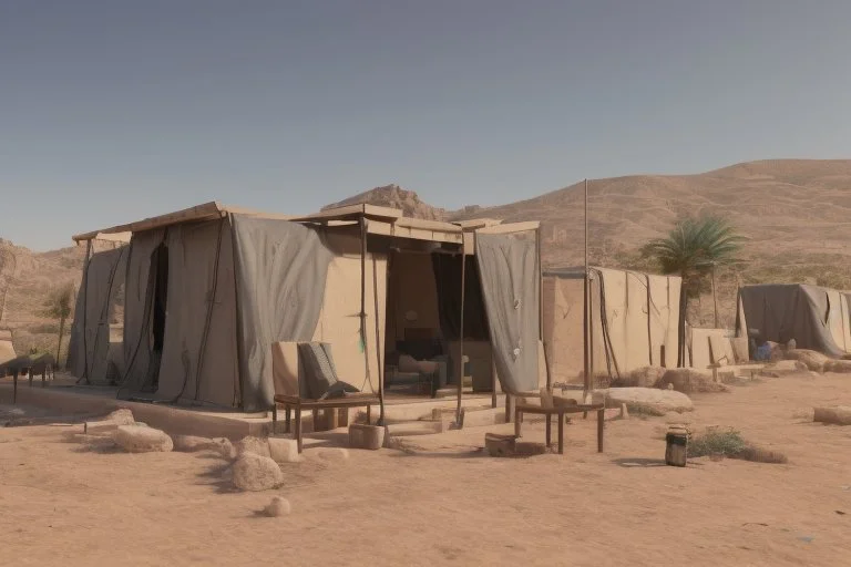 Can you please come up with a design concept for a refugee camp that houses displaces Palestinians that is Meaningful, resilient, self sufficient, safe and takes into consideration Palestinians culture and religious beliefs in the dessert