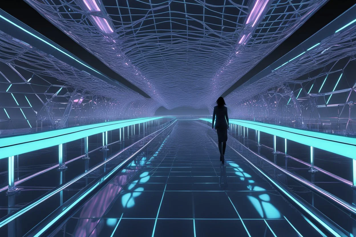 a futuristic glass bridge made of glass illuminated mesmerising doodaddish thingamibobs;by artist "dark tantric gaspberry yoghurt" by architect "Science-Fiction",by artist "meltingness";by artist "3D textured embossed relief shadows";steamnouveau;glitchcore""