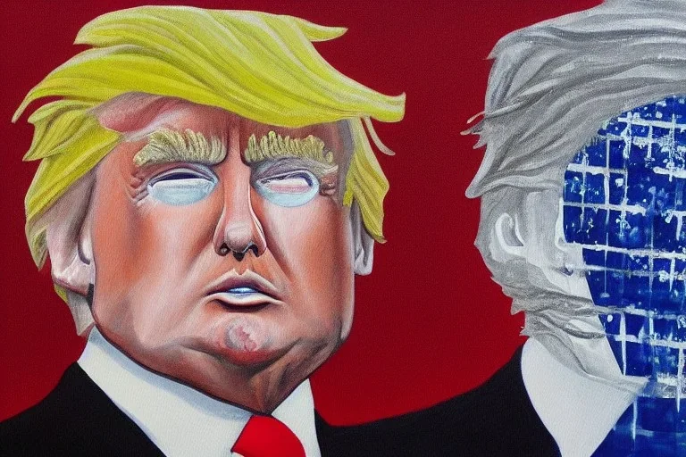 Painting, donald trump made of ice